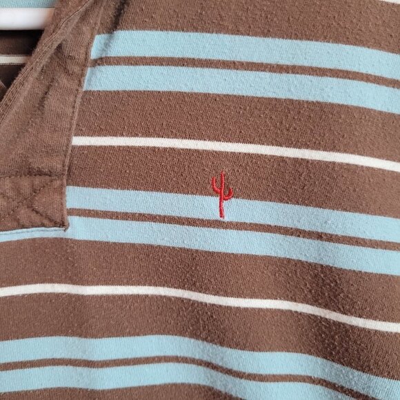 Fossil Men's Brown/Blue Striped Polo Shirt Size Medium - Picture 3 of 6